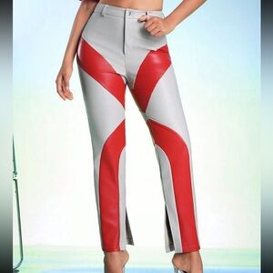 NWOT SHEIN HIBA Designer Color Block Split Pu Leather Pants, Size M